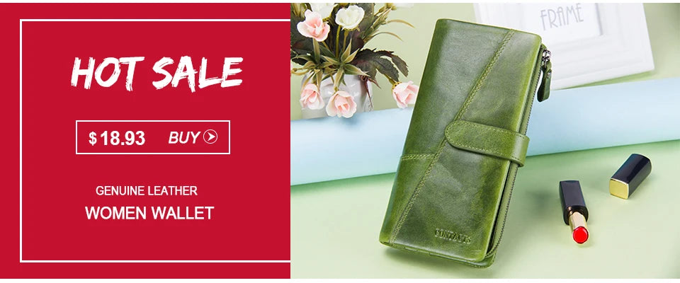 Carteras de cuero genuino Contact'S para mujer y hombre, cartera corta pequeña con bloqueo RFID, tarjetero, monedero rojo para mujer
