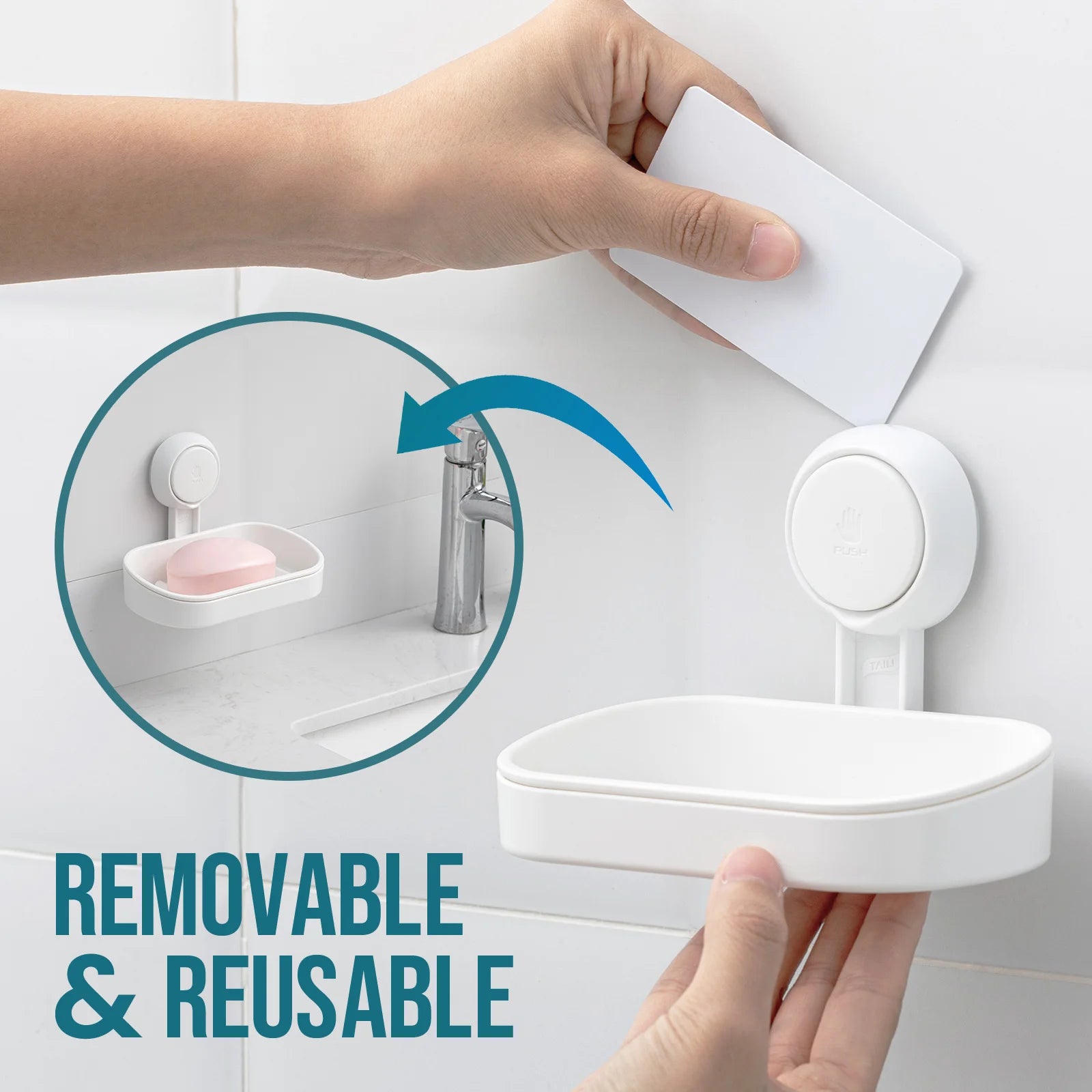 Jabonera TAILI para ducha, soporte impermeable para jabón de ducha, jabonera resistente sin necesidad de taladrar, para baño y fregadero de cocina.