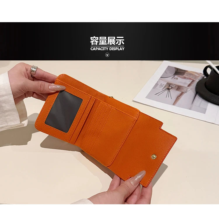 Cartera retro para mujer, gran capacidad, múltiples ranuras para tarjetas, comercio exterior, multifuncional, plegable en tres partes.