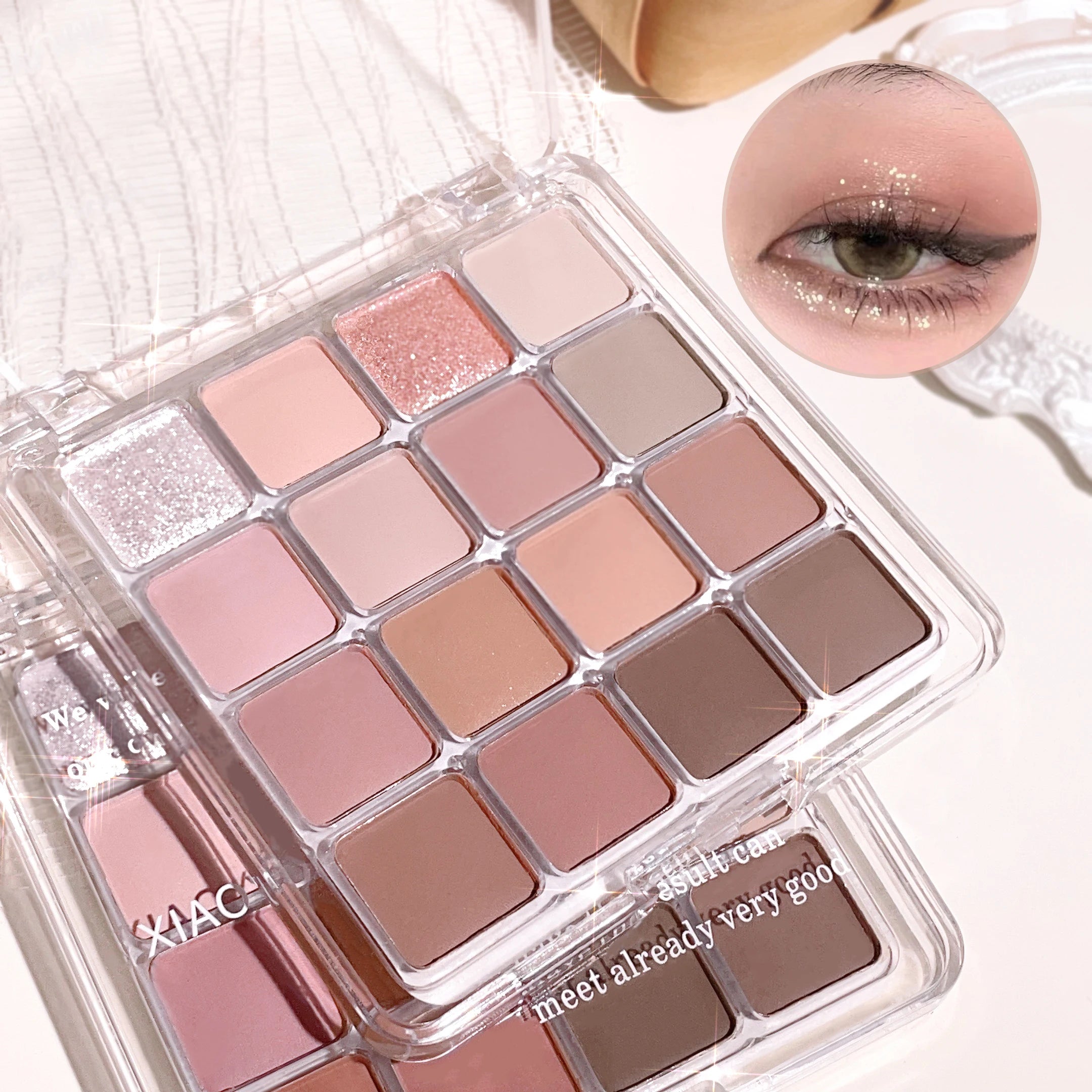 Paleta de sombras de ojos Sunset Magic con dieciséis colores, acabado mate nacarado en tonos tierra, maquillaje coreano.