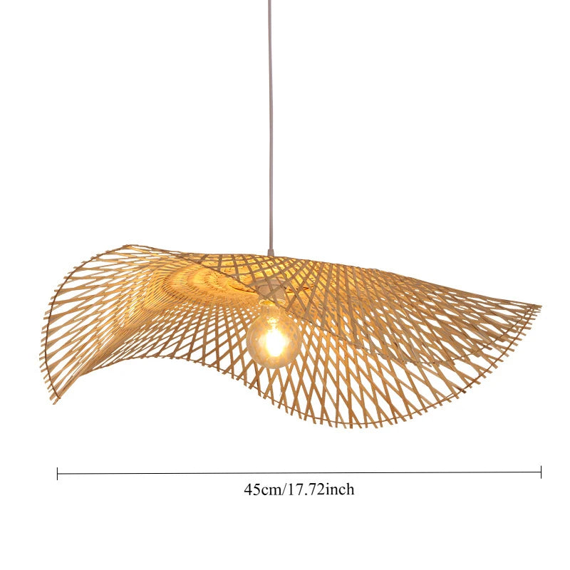 Lámpara colgante de bambú, altura ajustable, hecha a mano, de 45/55 cm, ideal para isla de cocina, comedor o estilo rústico.