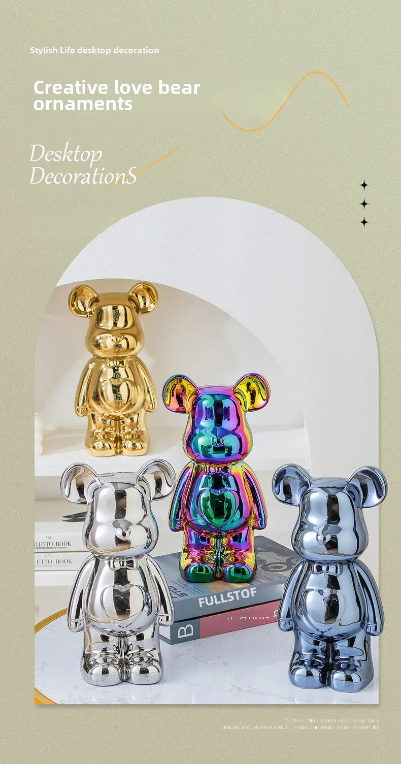 17/27/cm Oso estético Ladrillo Estatua de cerámica Oso de peluche decoración figura de acción Esculturas Adorno para habitación Decoración del hogar Manualidades