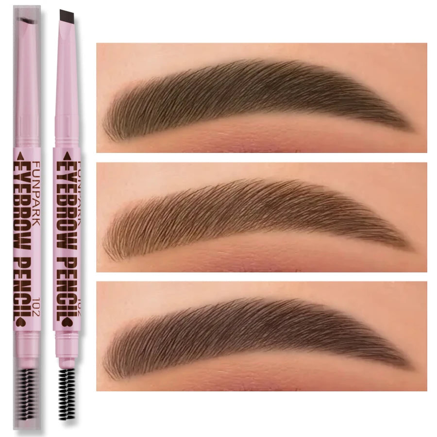 Lápiz de cejas 2 en 1, maquillaje profesional para mujer, 5 colores, resistente al agua, pincel para tatuaje de cejas, larga duración.
