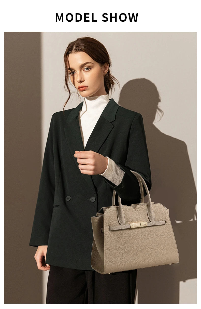 Bolso Birkin de lujo ligero de piel auténtica para mujer: nuevo estilo, gran capacidad, para llevar al hombro o en la mano.