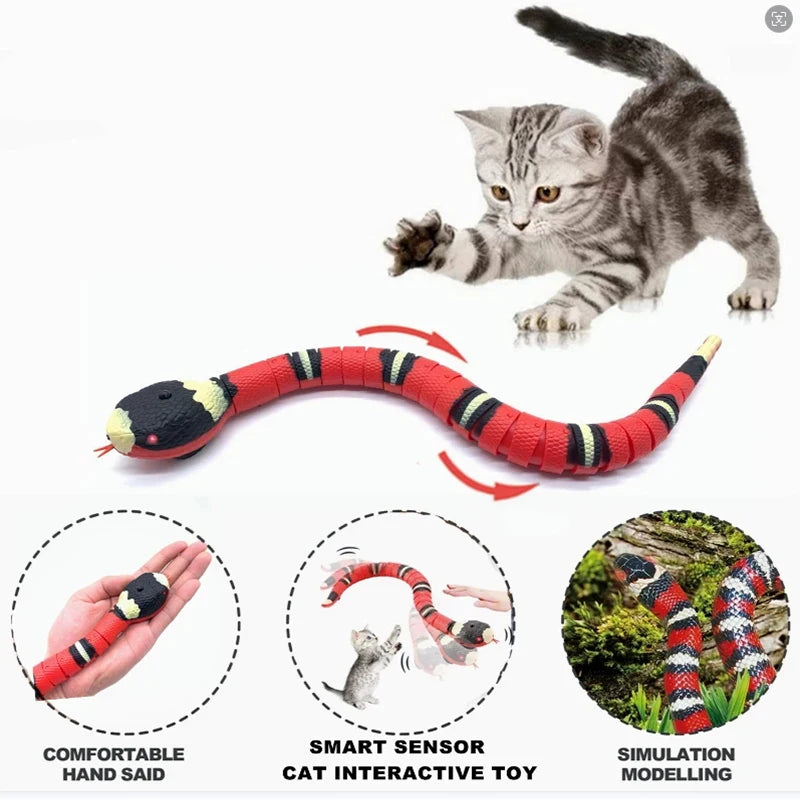Juguetes automáticos para gatos, interactivos, con sensor inteligente, serpiente de juguete para gatos, carga USB, accesorios para gatos, juego para mascotas.