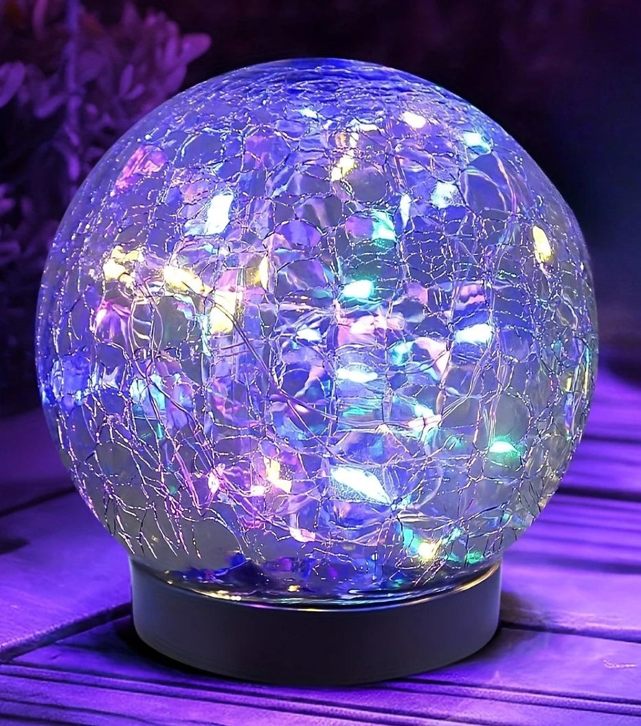Globos solares de cristal agrietado - Luces esféricas impermeables para exteriores, ideales para la decoración de patios y jardines.