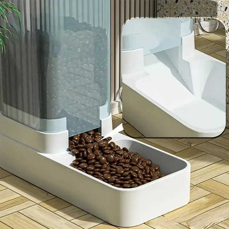 1 o 2 dispensadores automáticos de agua y comida para perros, de plástico, con sistema de alimentación por gravedad.