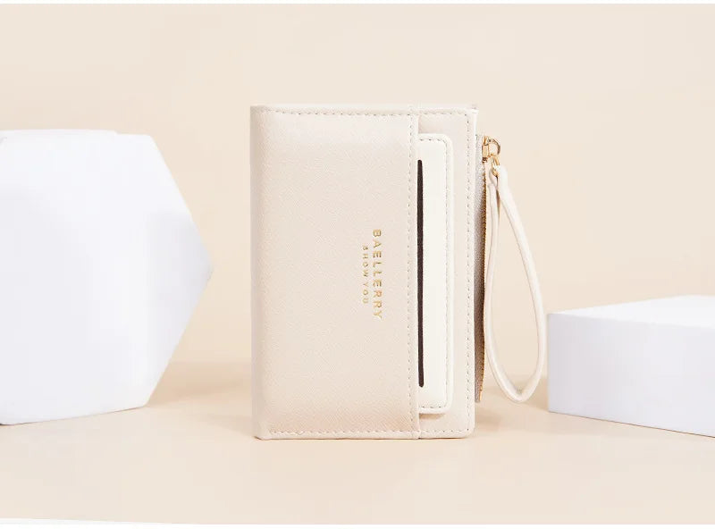 Nueva cartera para mujer con cremallera corta, elegante y de alta gama, con múltiples ranuras para tarjetas, tarjetero japonés y coreano para mujer.