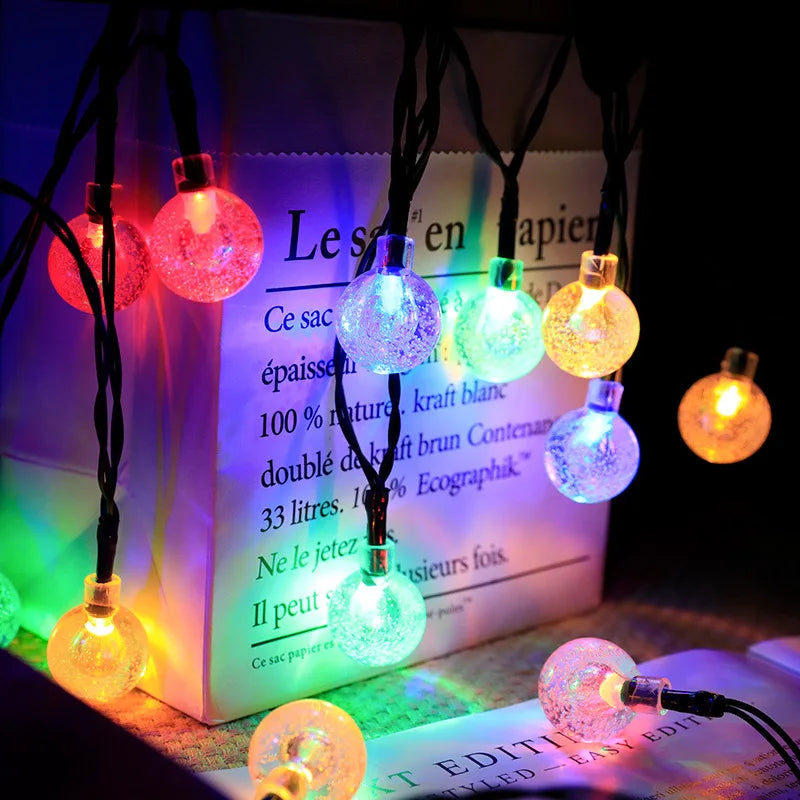 Nuevas luces solares de burbujas para exteriores, guirnalda de luces para camping al aire libre, guirnalda de luces decorativas con forma de gota de agua y luces LED de cristal.