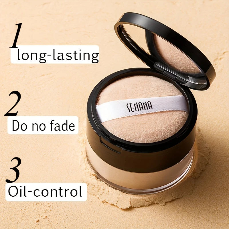 Polvos fijadores hidratantes impecables, acabado nude natural, control de grasa, corrector de alta eficacia para todo tipo de pieles, maquillaje facial en polvo fino.