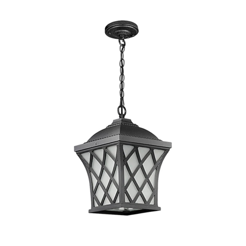Lámpara colgante impermeable LED Retro europea, candelabro de pueblo para exteriores, luces para pasillos y balcón, luminaria colgante
