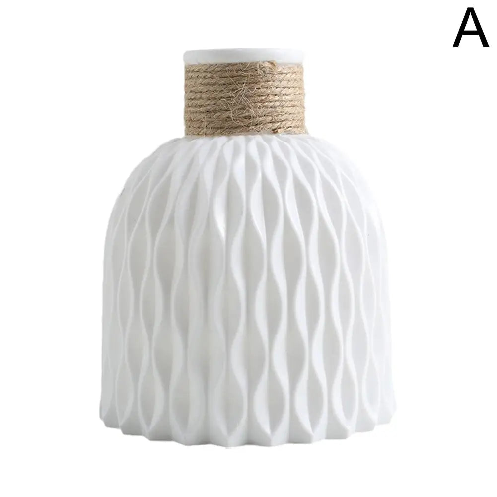 Jarrón de plástico con cuerda, arreglo floral, maceta DIY, sala de estar, porcelana, imitación de flor, adornos de decoración para el hogar.