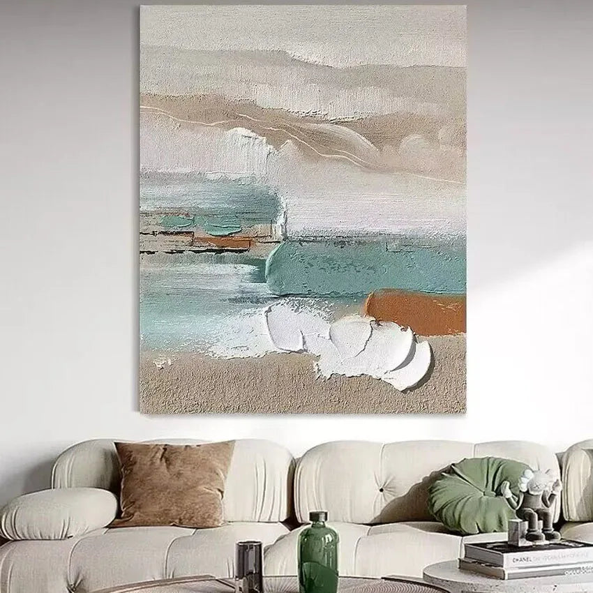 Pintura al óleo abstracta nórdica, lienzo hecho a mano, mural decorativo acrílico sin marco, imagen colgante para sala de estar, dormitorio, pasillo, porche.