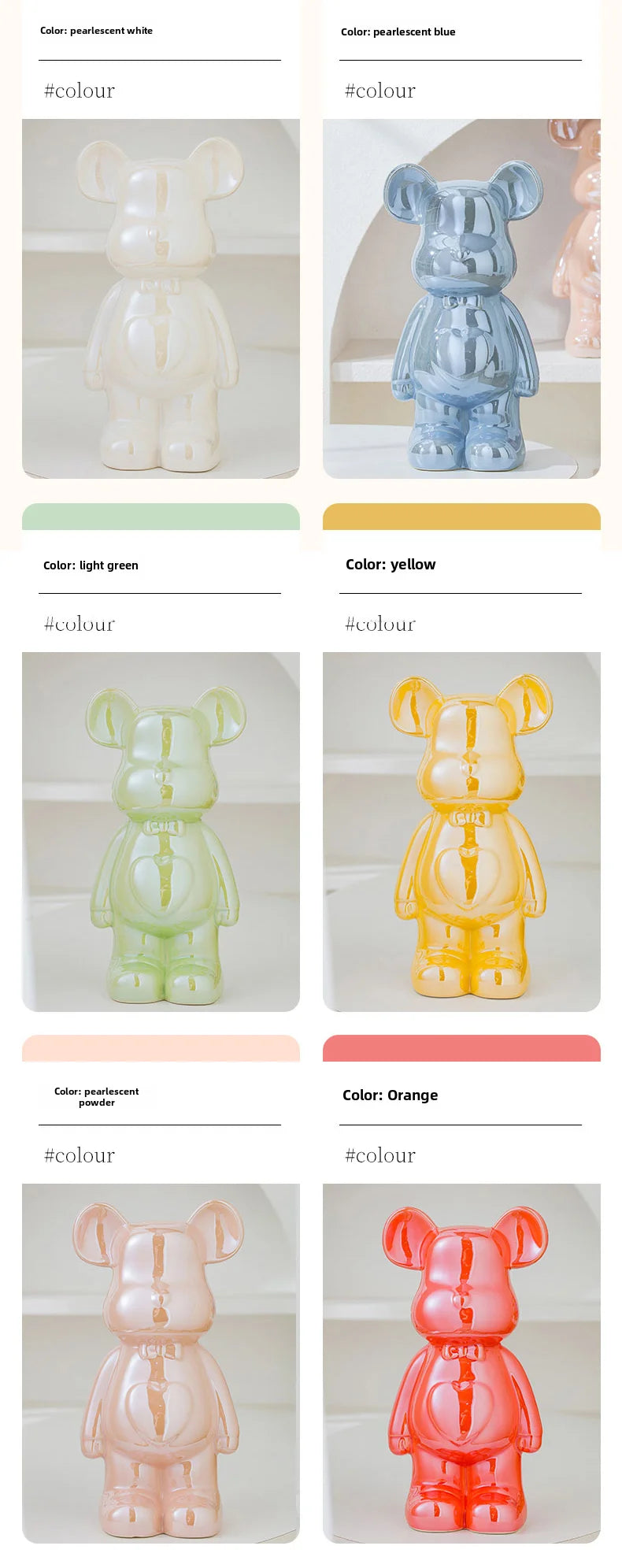 17/27/cm Oso estético Ladrillo Estatua de cerámica Oso de peluche decoración figura de acción Esculturas Adorno para habitación Decoración del hogar Manualidades