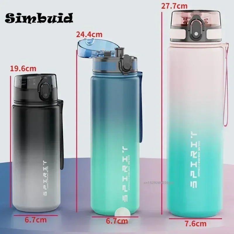 Botella de agua deportiva de 500 ml/650 ml/1000 ml, a prueba de fugas, de plástico colorido, para beber al aire libre, viajes, gimnasio, fitness.