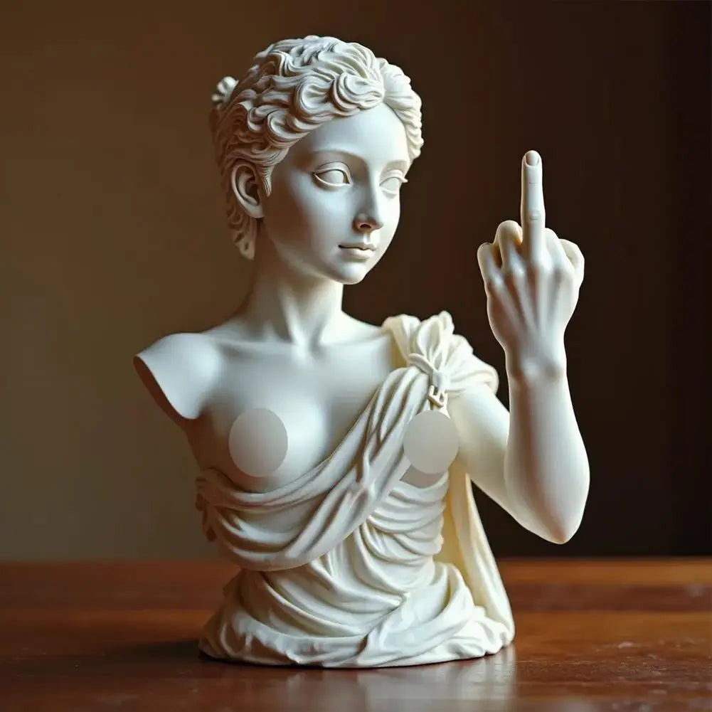 Estatua divertida de resina de la diosa vienesa con el dedo medio, decoraciones personalizadas para el hogar, el jardín, la oficina y la mesa. Regalos especiales.