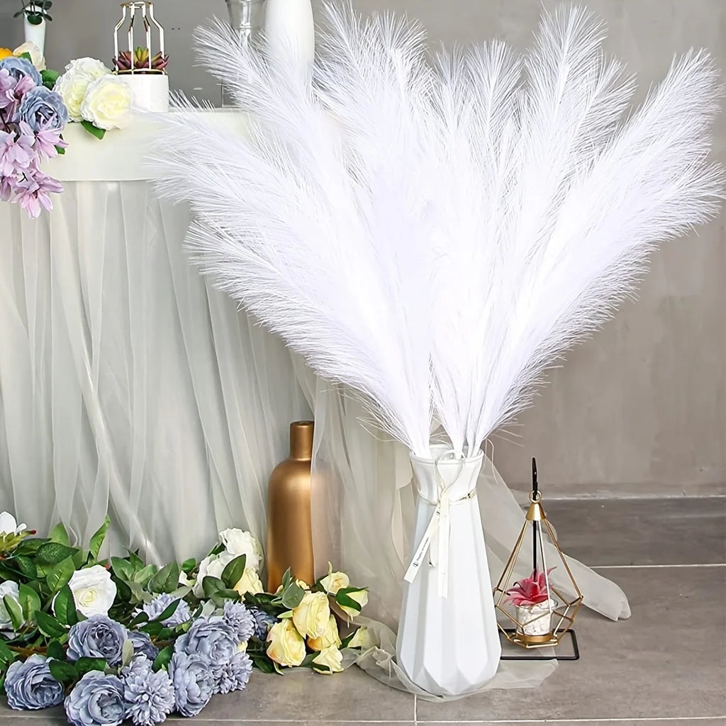 20 piezas de hierba de la Pampa artificial, 21,6" de hierba pomponesa artificial corta, ramas de hierba pomponesa artificial para arreglos florales y jarrones.
