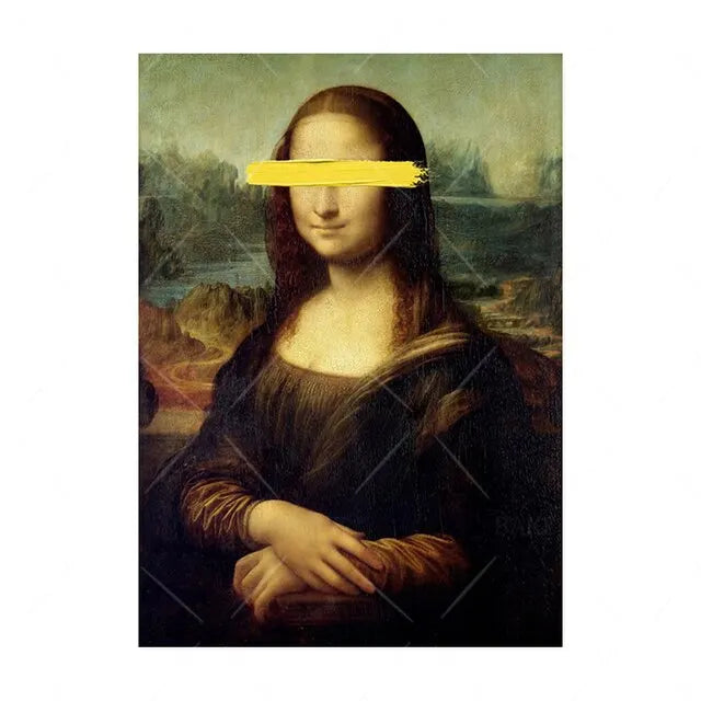 Pósteres de arte abstracto renacentista, Mona Lisa de Van Gogh, pinturas sobre lienzo con diseño de chicle, murales para decoración del hogar.
