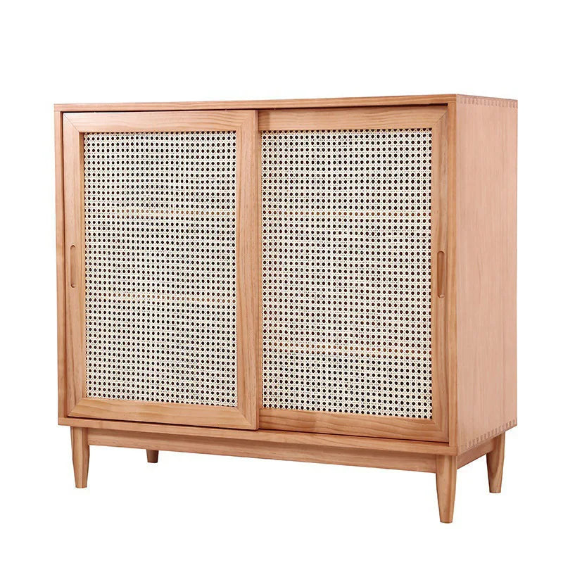 Nordic solid wood rattan dining side cabinet, entrance cabinet, American locker, simple tea cabinet, multi-functiona