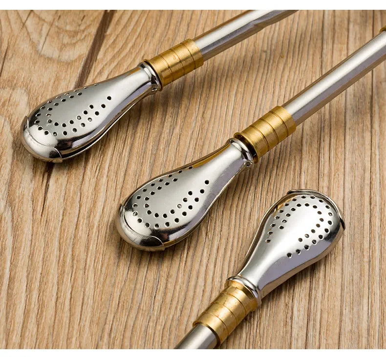 Pajita para beber,  vajilla de acero inoxidable, pajitas reutilizables de metal lavables, filtro de té, vajilla para cócteles y bebidas de bar.