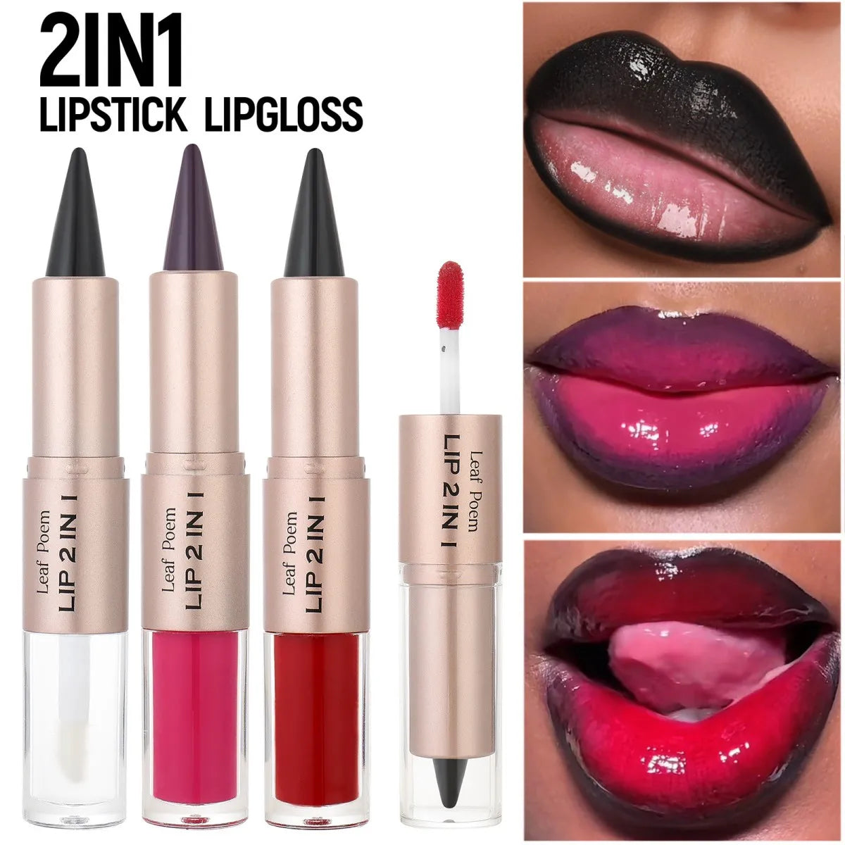 Delineador de labios 2 en 1 cónico degradado, brillo labial nude marrón efecto espejo, delineador de labios mate, resistente al agua, contorno de labios, maquillaje no pegajoso.