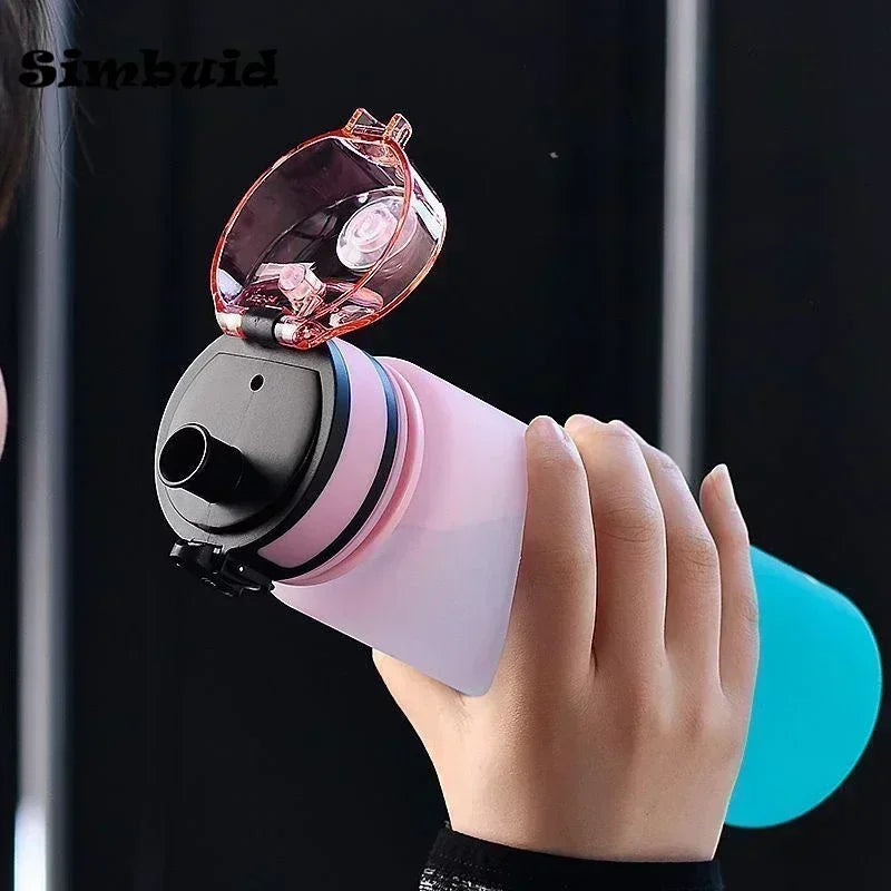 Botella de agua deportiva de 500 ml/650 ml/1000 ml, a prueba de fugas, de plástico colorido, para beber al aire libre, viajes, gimnasio, fitness.