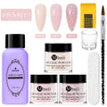 Juego de 8 piezas de sistema de uñas acrílicas en polvo MTSSII, color rosa nude transparente, monómero líquido con pincel para extensiones de uñas y tallado de flores.