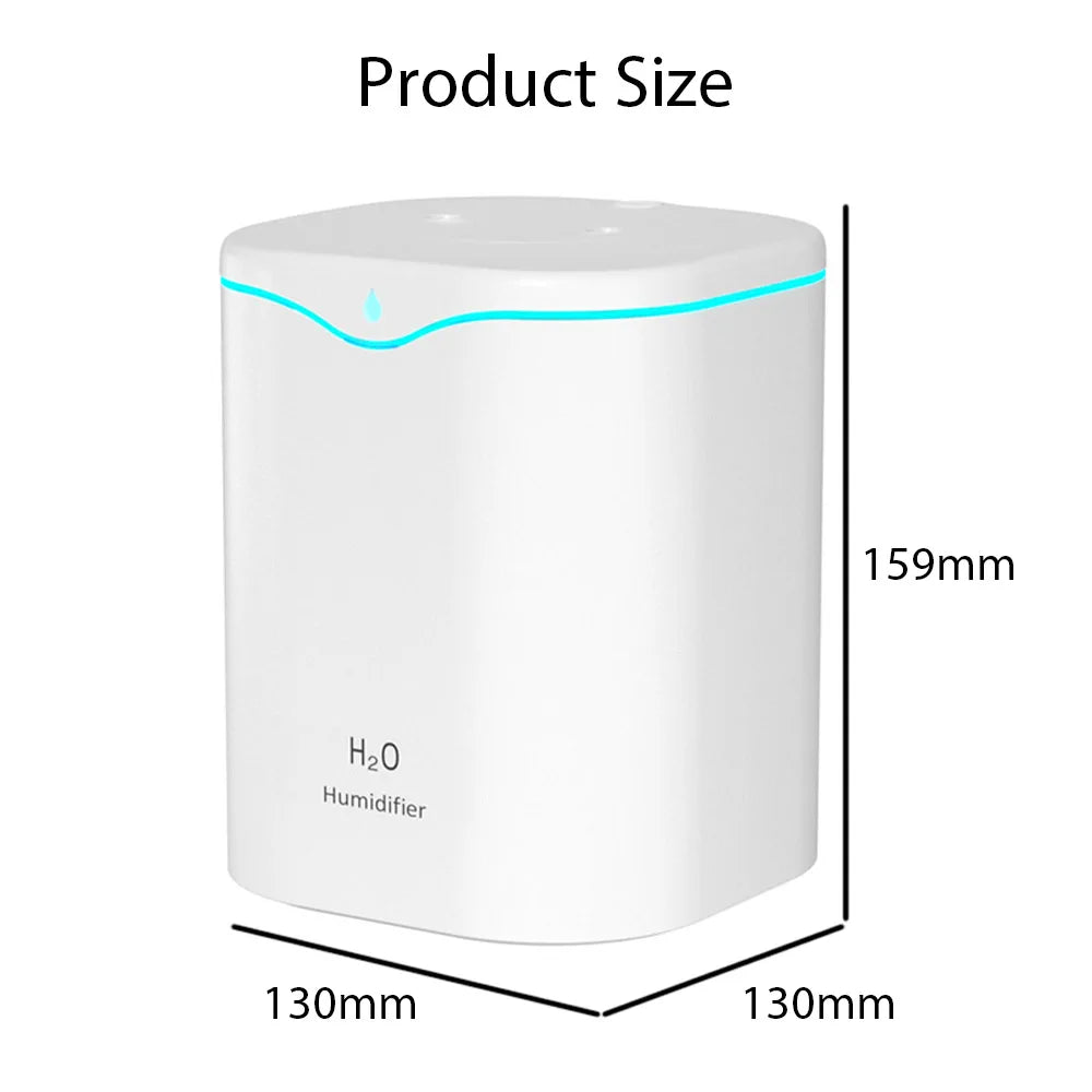 Humidificador de doble pulverización de gran capacidad de 2 litros USB para el hogar, la oficina y el escritorio, difusor de aroma, purificador de niebla, aceite esencial, humidificador de aire