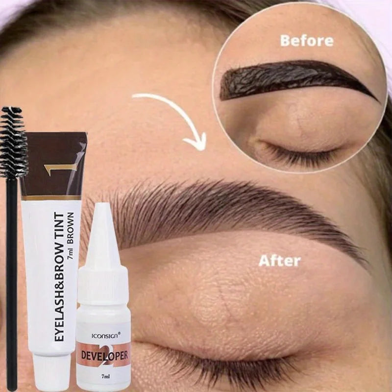 Kit 2 en 1 para teñir pestañas y cejas, herramienta de maquillaje profesional para colorear cejas y pestañas, ideal para uso diario.