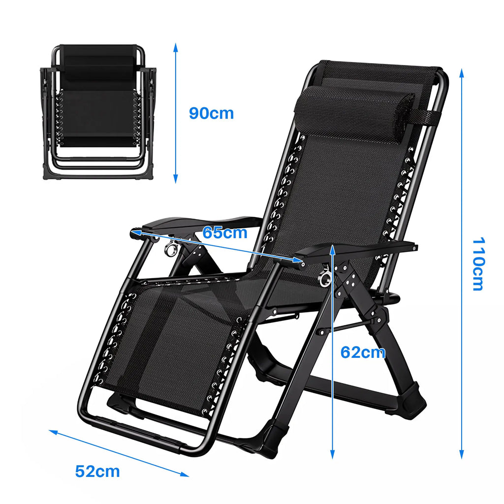 Tumbona plegable para jardín con portavasos y reposacabezas. Silla reclinable plegable para patio con soporte de 150 kg.