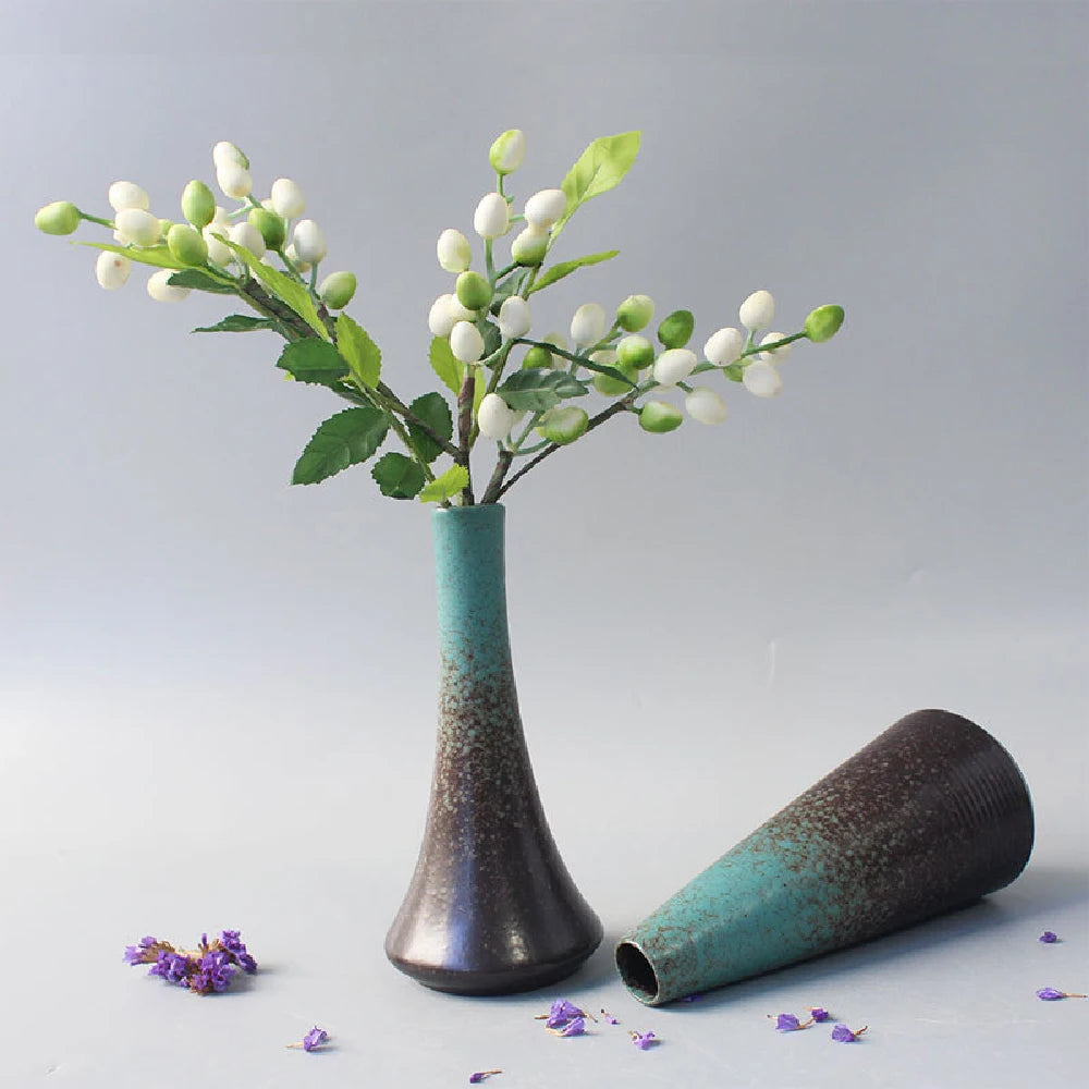 Jarrón pequeño de cerámica para flores, decoración del hogar, artesanías, adorno de mesa, sencillez, decoración de estilo japonés.