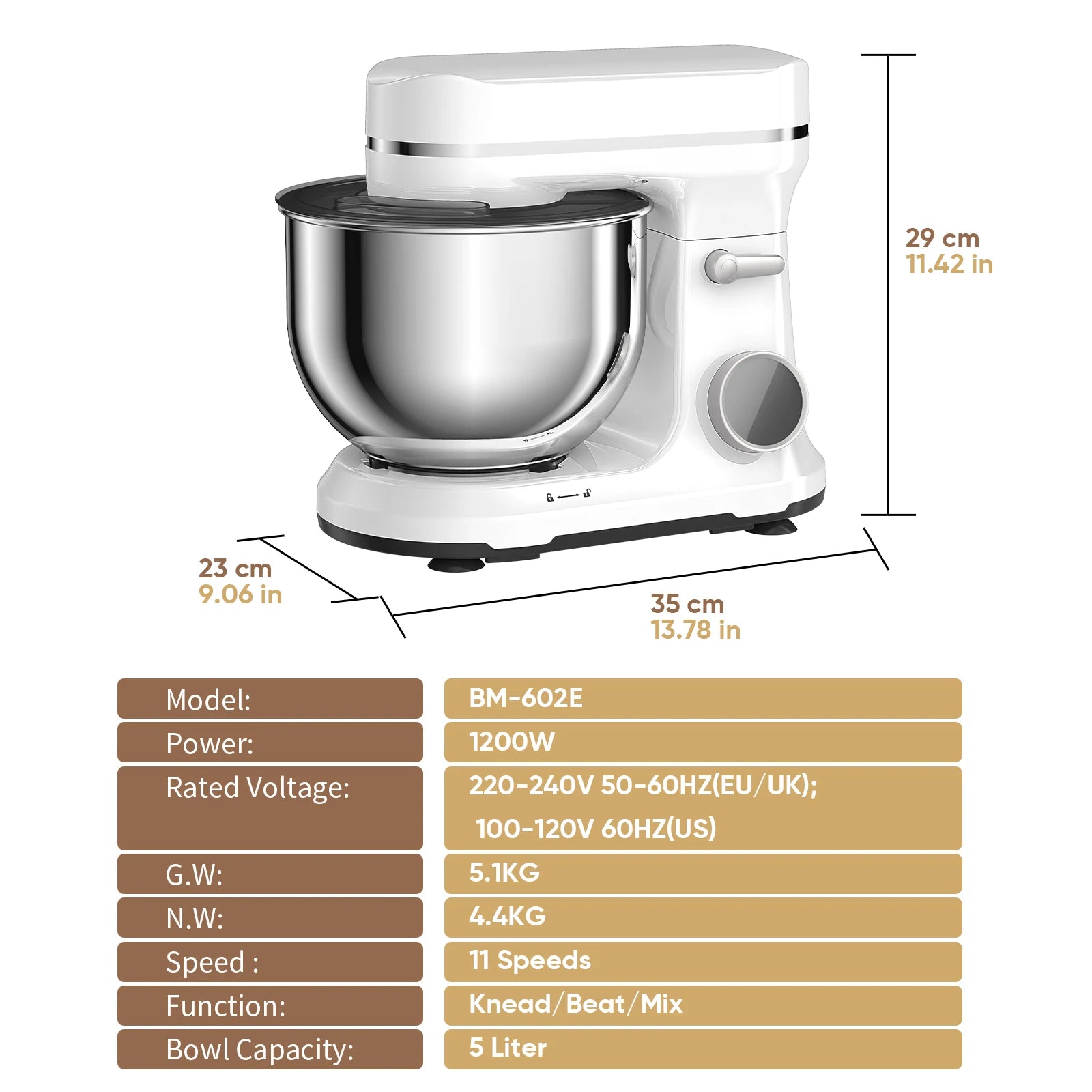 Batidora de pie BioloMix Kitchen, motor de CC de 1200 W y 11 velocidades, pantalla digital OLED, batidora eléctrica con gancho amasador y varillas.