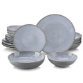Juego de vajilla de gres repujado Vancasso de 16/32 piezas con 4 platos llanos/de postre/tazas/cuencos para sopa/tazas para 4/8/12 personas.