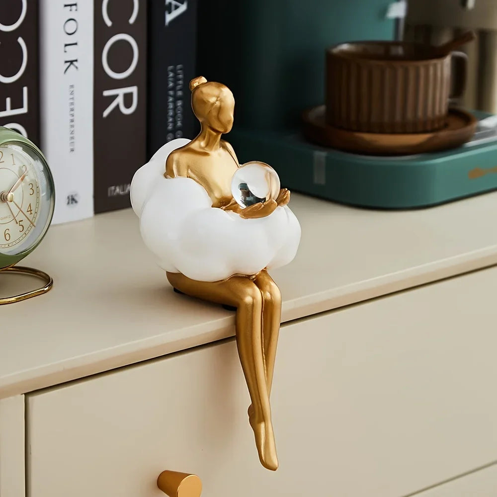 Escultura Chica Nube, Figura de Arte Abstracto, Estatua, Decoración Moderna de Mesa, Decoración de Lujo para el Hogar, Diseño Estético, Figurita, Artesanía