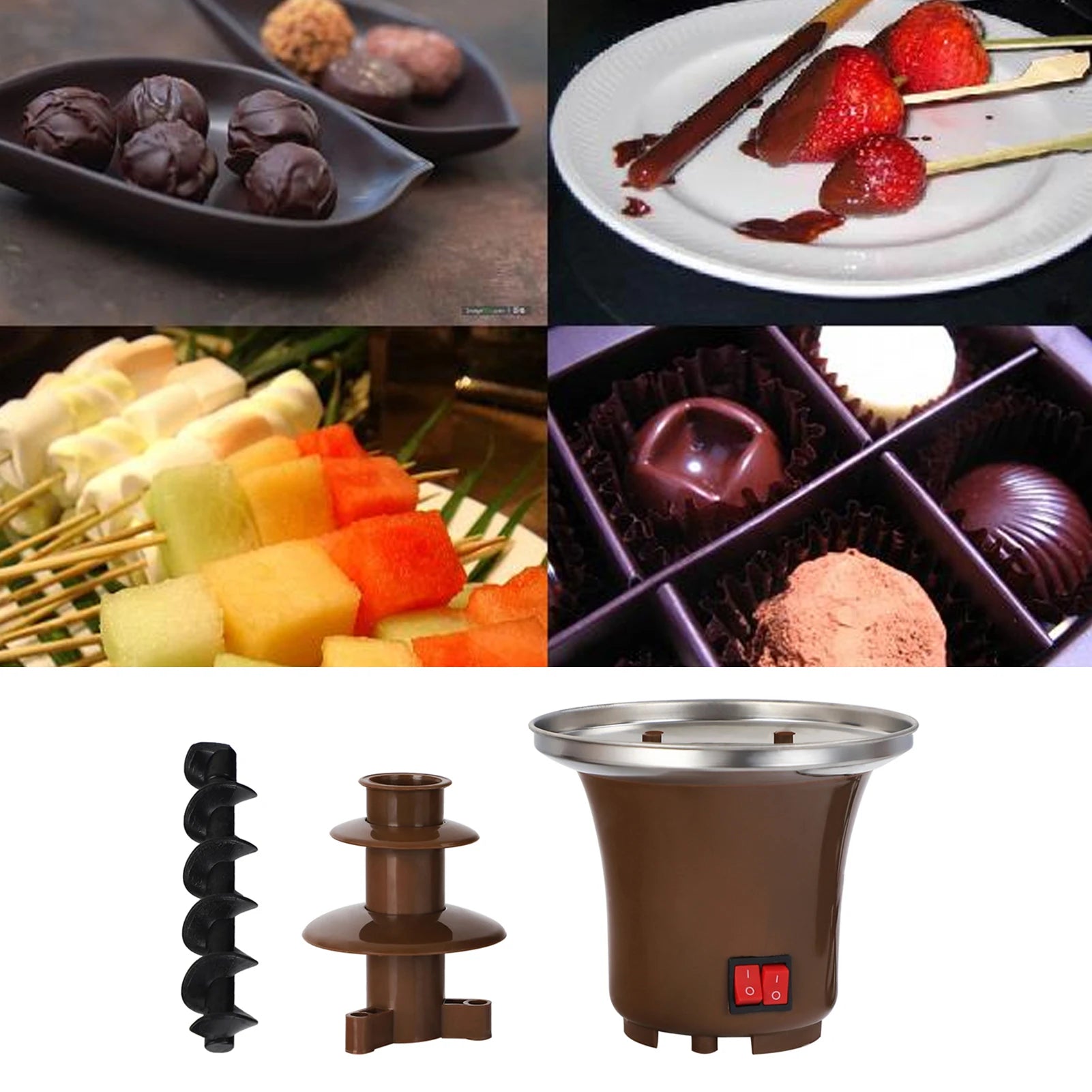 Fuente de chocolate doméstica de tres niveles, fondue de chocolate fundido, máquina de lava de chocolate para derretir chocolate, torre de chocolate,