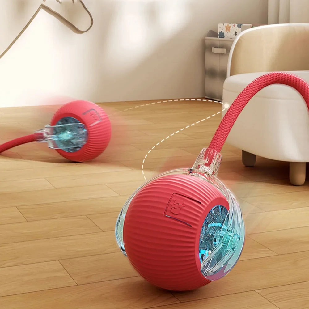 LEMEENQ Juguete interactivo para gatos, pelota auto-rodante con cola, recargable, juguete inteligente interactivo para mascotas, ratón inteligente para gatos