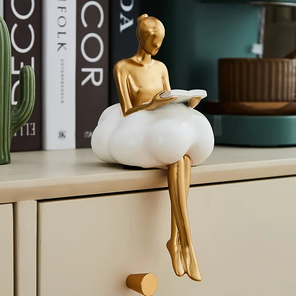 Escultura Chica Nube, Figura de Arte Abstracto, Estatua, Decoración Moderna de Mesa, Decoración de Lujo para el Hogar, Diseño Estético, Figurita, Artesanía