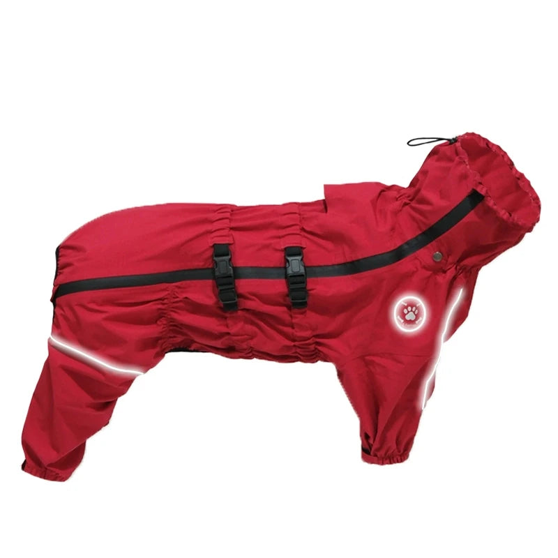 Chaqueta impermeable para perros, abrigo reflectante para la lluvia, monos y enterizos rojos para perros, impermeable de otoño e invierno para perros grandes.