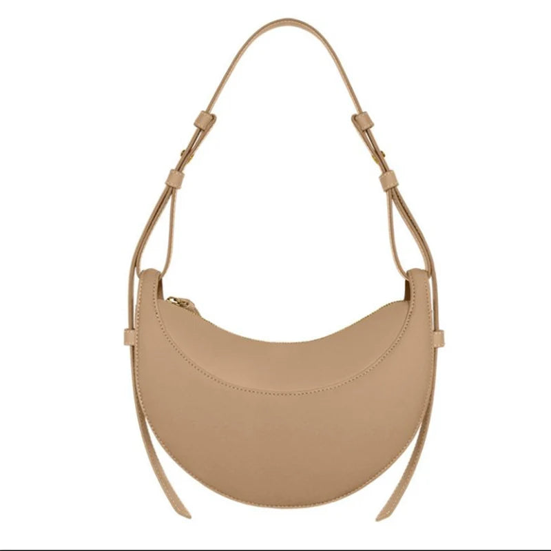 Bolso de hombro de moda para mujer 2026, bolso en forma de media luna, bolso bandolera con cremallera de diseño exclusivo.