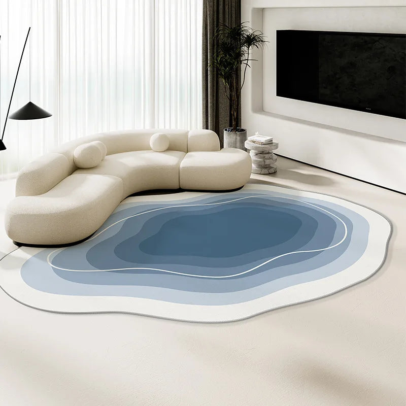 Alfombra de terciopelo irregular estilo crema para sala de estar, alfombra antideslizante de cobertura total para sofá o mesa de centro, fácil mantenimiento, decoración del hogar.