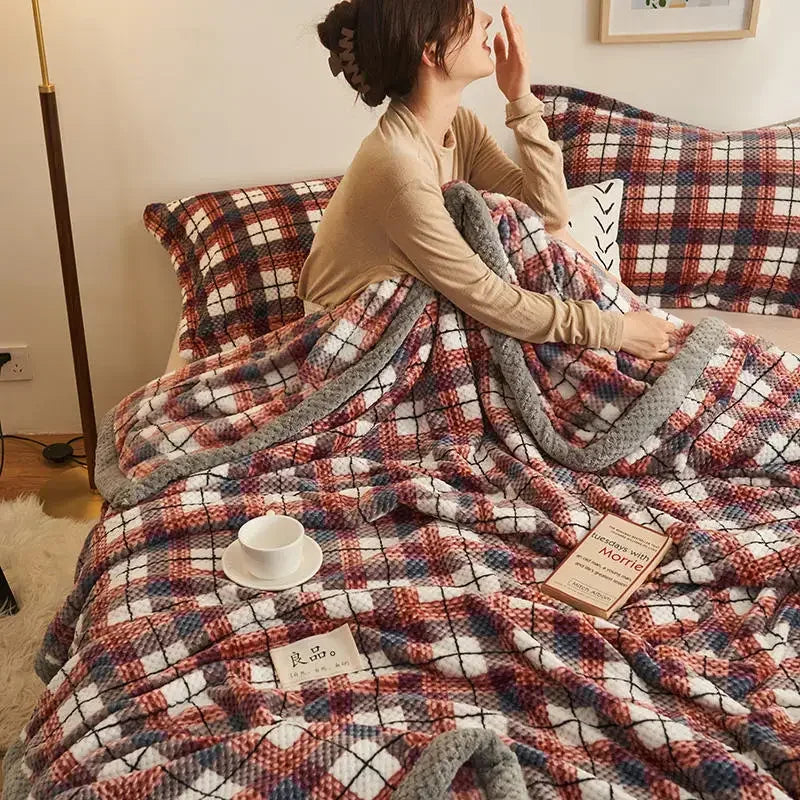 Manta de punto suave de hilo de chenilla, lavable a máquina, hecha a mano con ganchillo, ideal para sofá o cama.