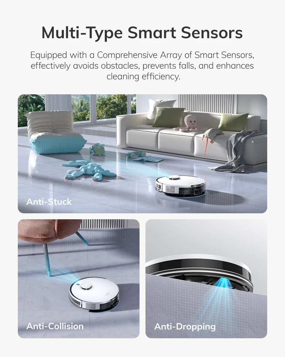 ILIFE A30 PRO, aspiradora y fregona robot con potencia de succión de 5000 Pa, vaciado automático, capacidad para 60 días, control por aplicación/mando a distancia, autonomía de 180 minutos.