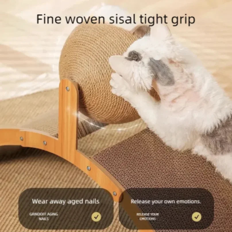 Rascador de madera 2 en 1 para gatos, tabla rascadora de sisal, juguete duradero para raspar las patas, raspador de madera maciza para gatos y gatitos. Artículos para mascotas.