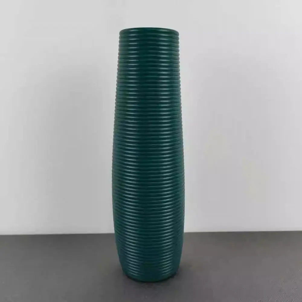 Jarrón de plástico de color liso con diseño de rayas, maceta para arreglos florales, jarrón decorativo nórdico para sala de estar.