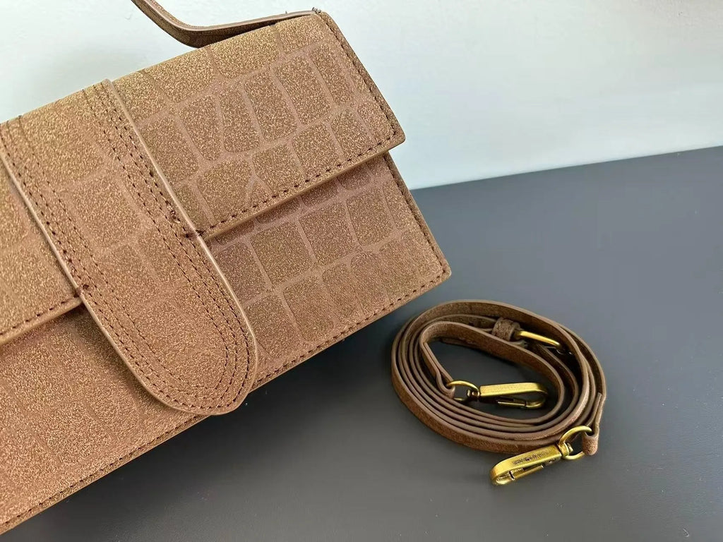 Bolso de mano para mujer de 24"Ja 2026, nuevo, de microfibra esmerilada con relieve, bandolera individual.