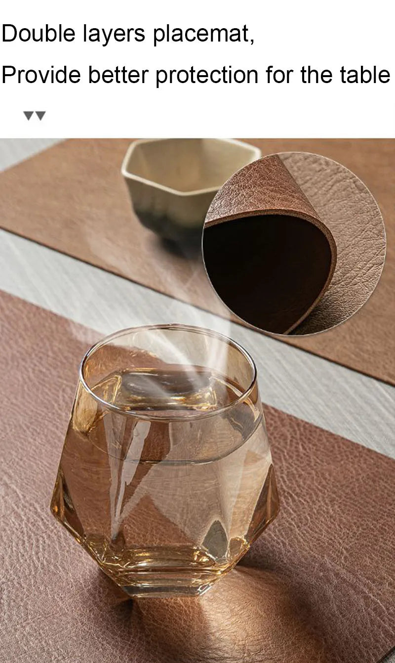 Manteles individuales de cuero de doble cara para cocina, manteles individuales resistentes al calor para mesa de comedor, posavasos, escurridor de platos