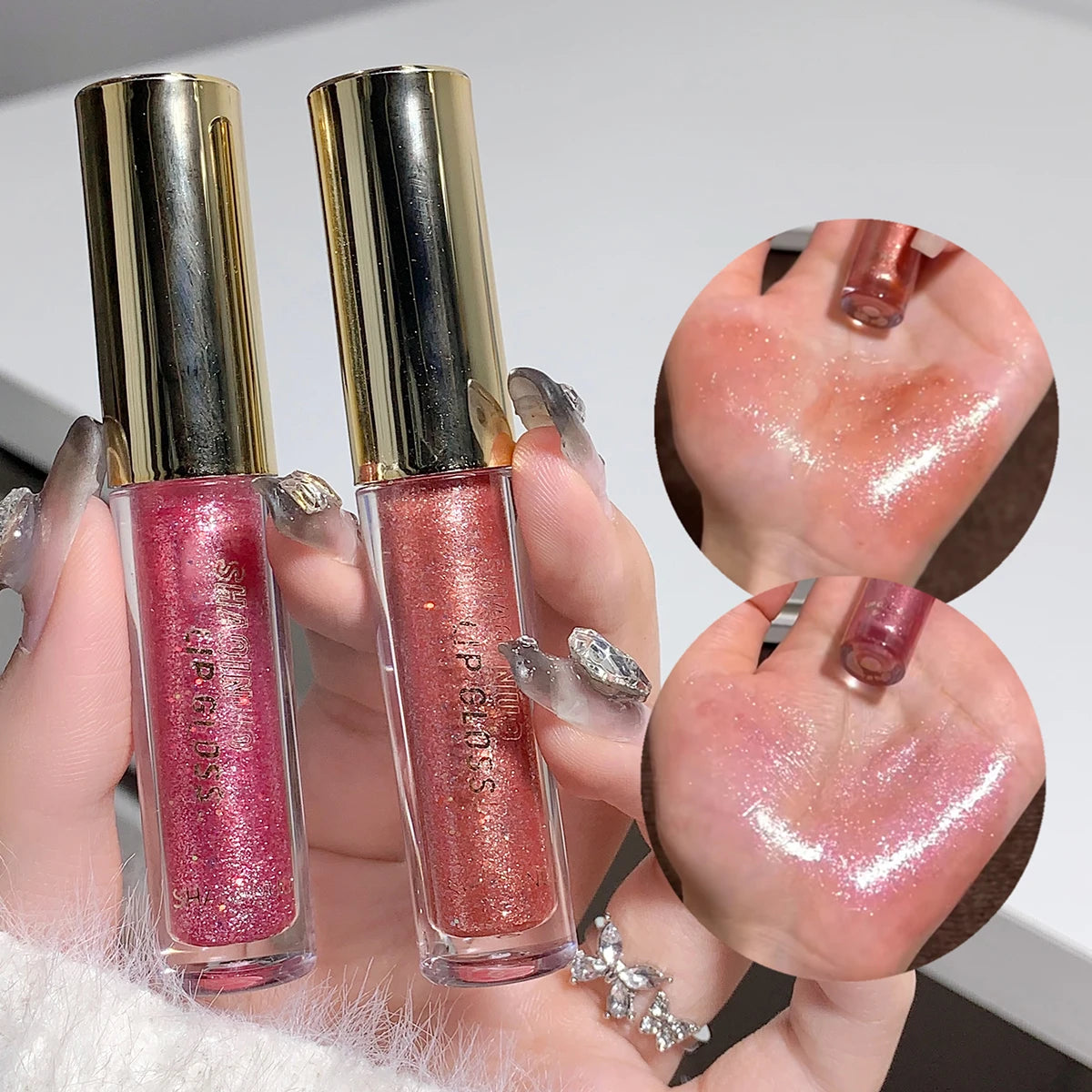 Brillo labial hidratante, voluminizador y brillante, glaseado labial con efecto espejo y brillo a base de agua, aceite labial hidratante para unos labios carnosos.