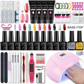Kit de esmalte de uñas en gel con lámpara UV para uñas, taladro eléctrico para uñas, kit de uñas en gel de fácil remoción, base y capa superior, juego de herramientas para uñas en gel.