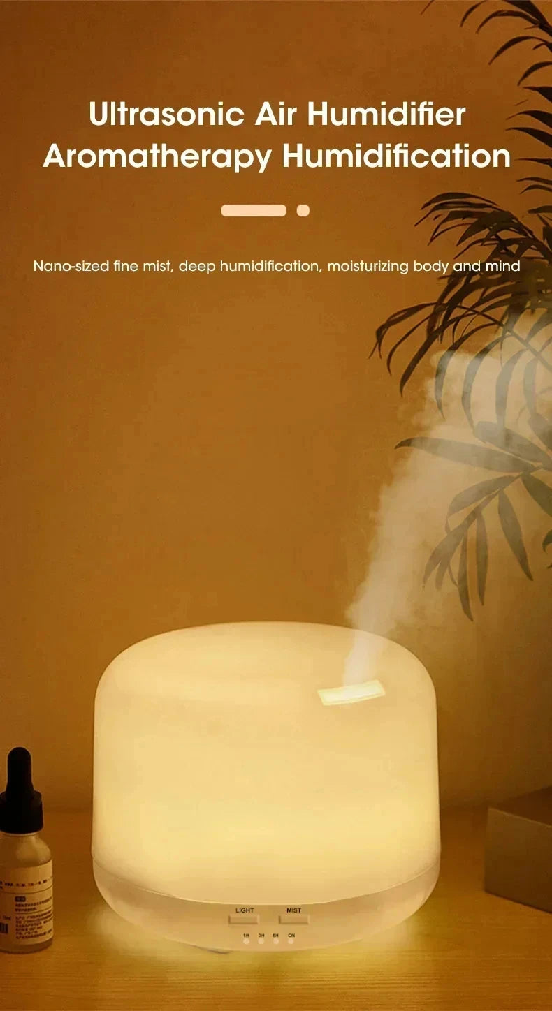 Mini humidificador USB de 500 ml con diseño de madera, difusor de aromas, humidificador de aire con luces nocturnas de colores, difusor de aceites esenciales.