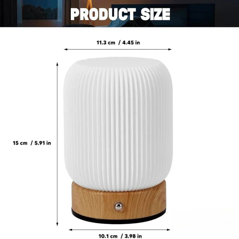 Lámpara de noche táctil con textura de madera, lámpara de mesa, lámpara de mesita de noche inalámbrica portátil con textura de madera y carga.